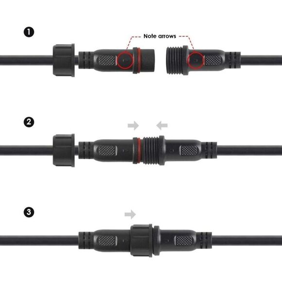NWT BTF-LIGHTING 3 Core 3 Pin IP65‎ 0.75mm²/18AWG 22mm Waterproof Connector - Picture 10 of 10